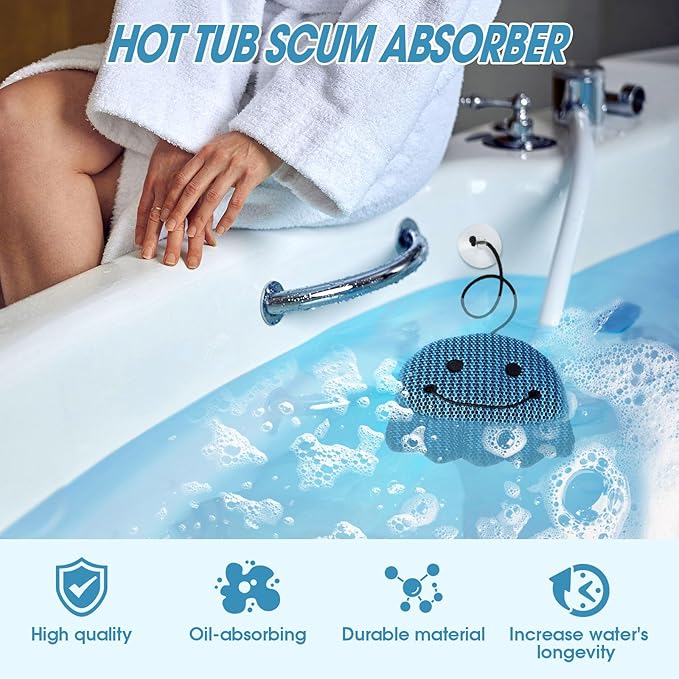 Hot Tub Scum Absorber, Hot Tub Accessories, Spa & Pool Scum Eliminating Balls,Hot Tub Scum Sponge for Hot Tub Oil Absorbing Sponge for Hot Tub Skimmer, Hot Tub Sponge Scum Remover (Octopus)