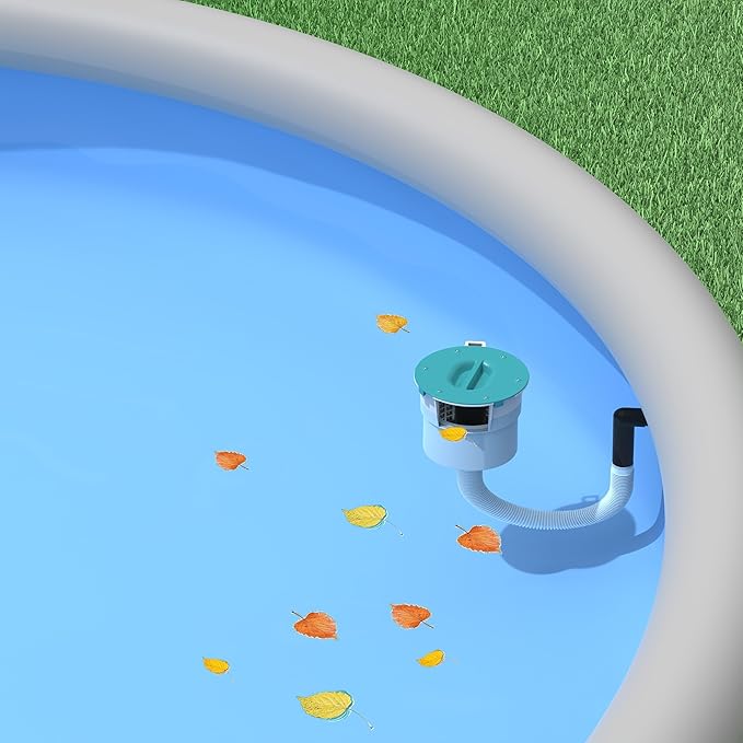 above ground pool skimmer,2026 Upgrade,No Installation Required, no Adjustable Bracket Required,Comes with 10 Filter Socks, SPECIAL NOTE: The pool pump flow rate must not exceed 2100 GPH (Turquoise)