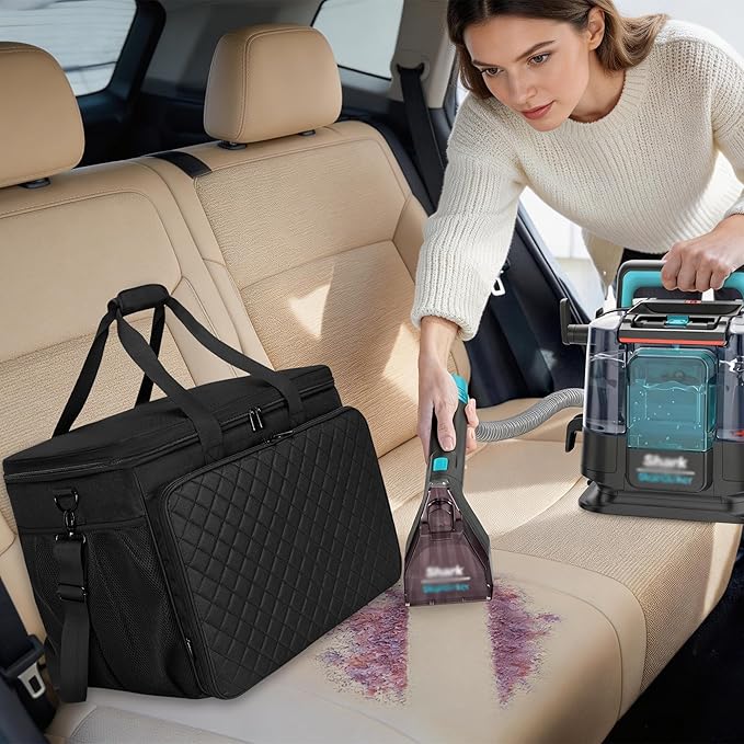 Carrying Case Compatible with Shark Stain Striker, Carpet Cleaner Bag Fits Shark Upholstery Cleaner, Storage Bag with Multiple Pockets for Attachments, Black