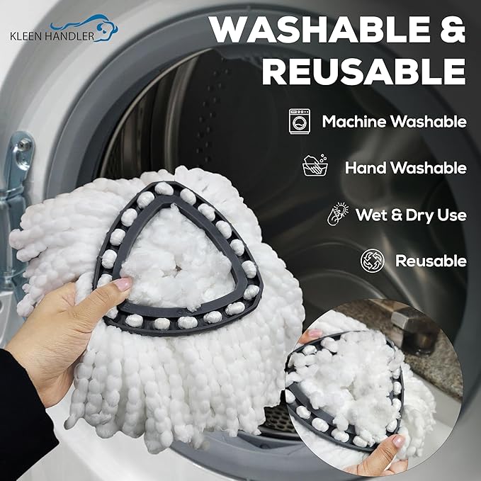 KLEEN HANDLER Microfiber Spin Mop Replacement Head Refills Compatible with O-Cedar EasyWring 1 Tank System, White, L (24-Pack)