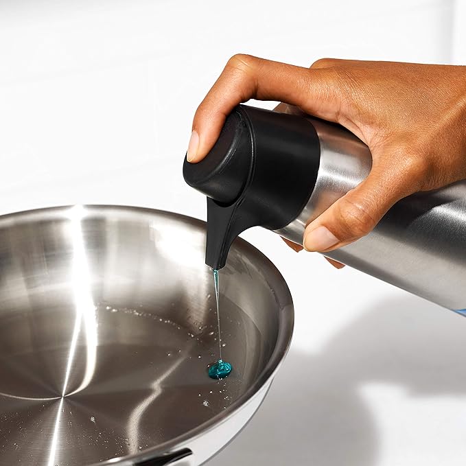 OXO Good Grips Stainless Steel Easy Press Soap Dispenser & Good Grips Stainless Steel Sponge Holder,Black