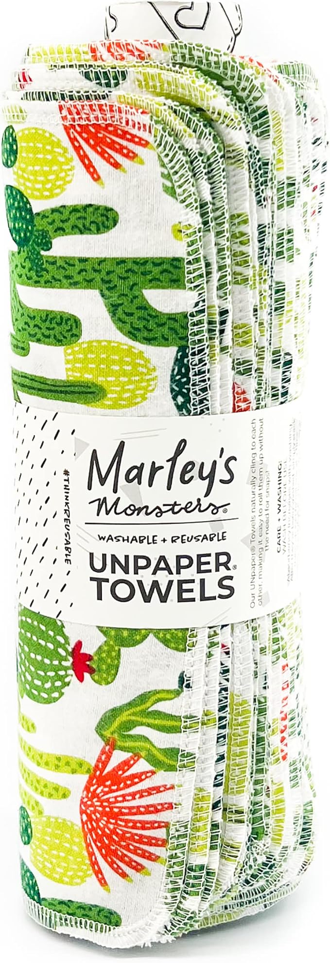 Marley's Monsters UNpaper Towels - 24 Count roll, Reusable Paper Towels, Paperless, Cotton, Tree Free (Cactus)