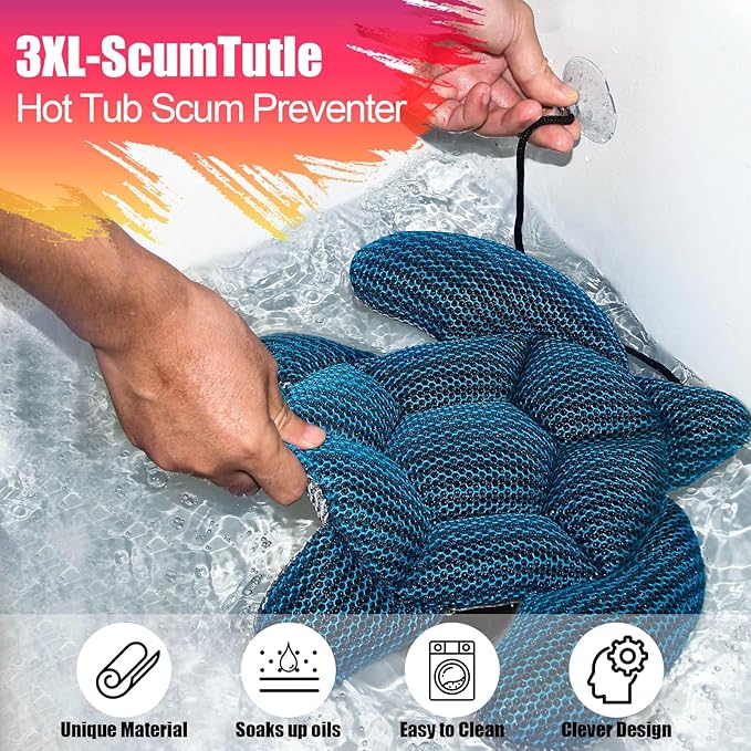 ANSLCA 2 Pack Hot Tub Scum Absorber for Spa Hot Tub Cleaner, Oversized 3XL-Scum Turtle Hot Tub Cleaner Hot Tub Sponges - Must Have Hot Tub Accessories - Keeps Your Spa Hot Tub Water Clean and Clear