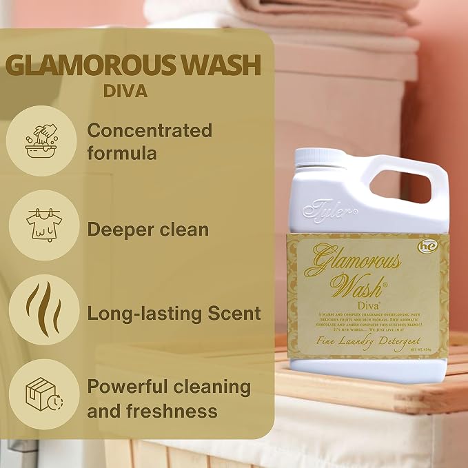 Worldwide Nutrition Bundle Compatible with Tyler Glamorous Wash Diva Laundry Liquid Detergent - Hand and Machine Washable Diva Laundry Detergent - 16 oz, 454-grams Detergent with Keychain