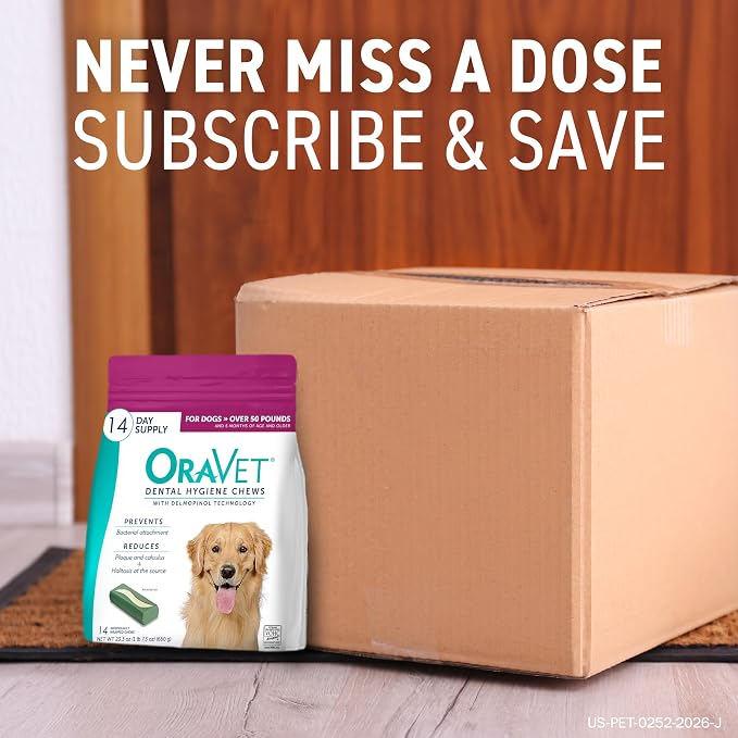 ORAVET Dental Chews for Dogs, Oral Care and Hygiene Chews (Small Dogs, 10-24 lbs.) Blue Pouch, 30 Count