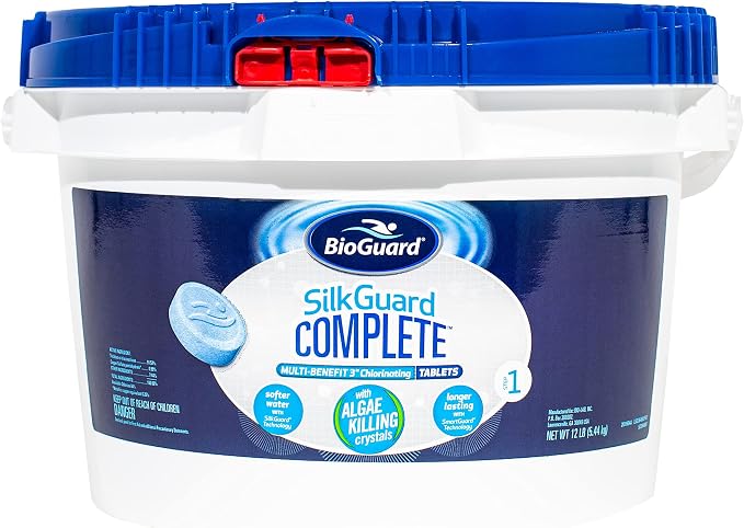 BioGuard SilkGuard Complete 3” Chlorinating Tablets, 12 lb, Single Pack | Chlorine Tablets for Sanitizing Swimming Pools