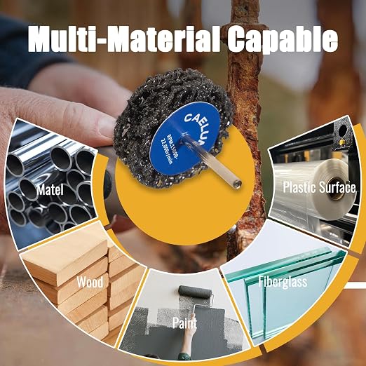 CAELUM 20 Pack 1.5" Strip Discs, Rust Removal Wheels for 1/8" Shank Rotary Tools, High Speed Grinding Discs for Paint, Oxide, Weld Cleanup, Scale Removal, Metal, Wood & Auto Repair