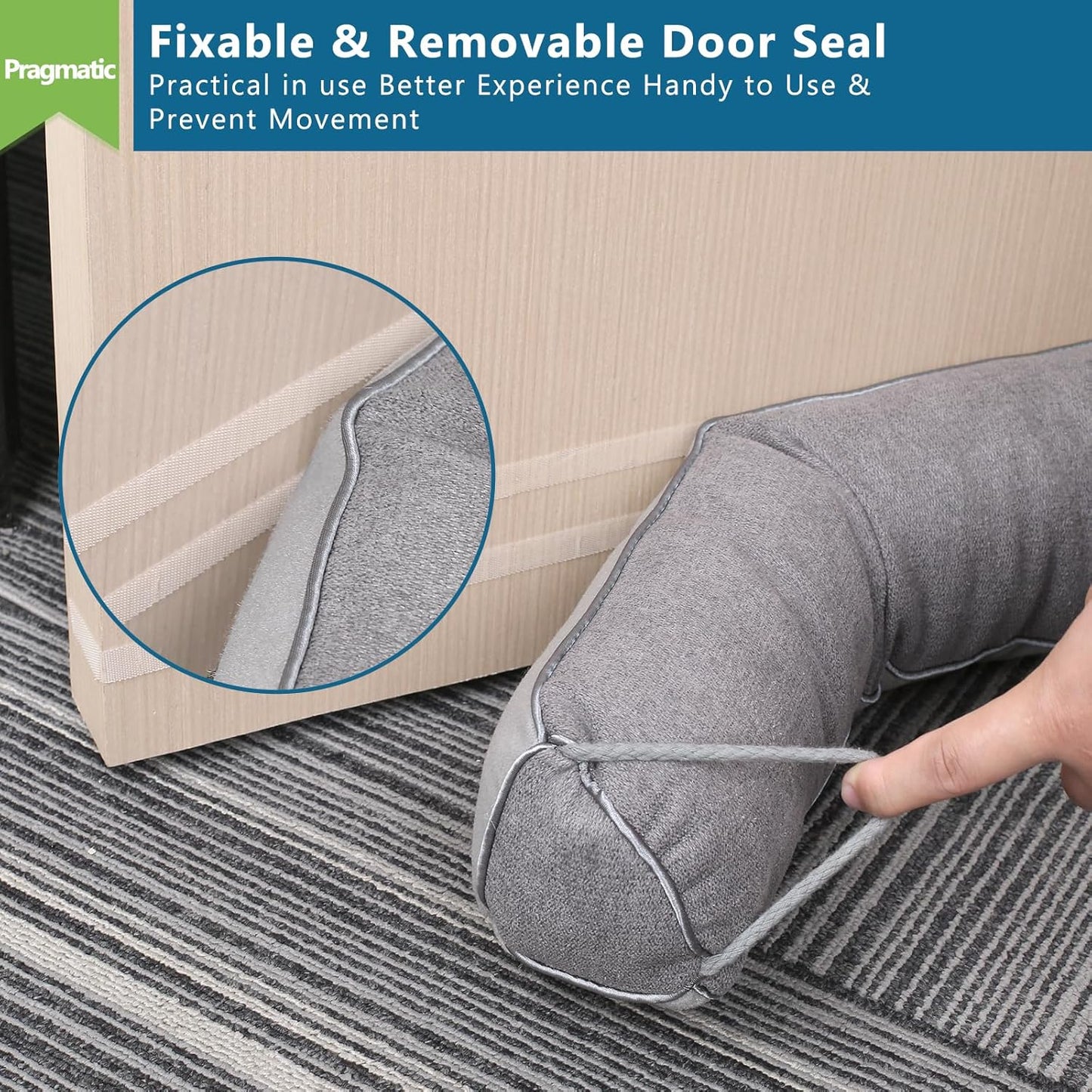 Triangular Under Door Draft Stopper 36 inch Heavy Duty Door Draft Blocker Bottom Door Seal Noise Air Door Guard for Doors and Windows, Gray