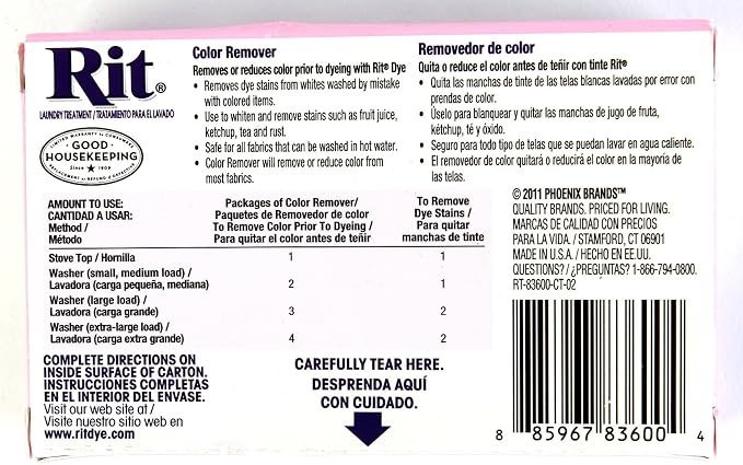 Rit Dye Laundry Treatment Color Remover Powder, 2 oz, 10-Pack