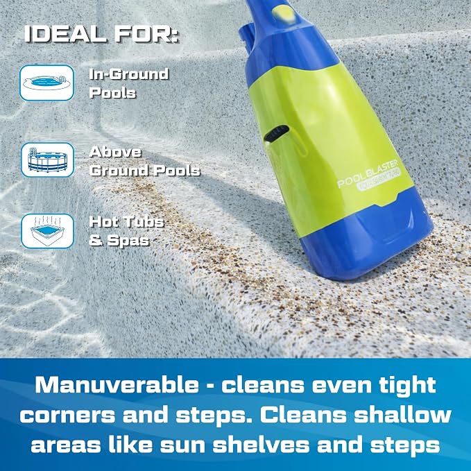 Pool Blaster Aqua Broom Turbo Spa Vacuum for Hot Tub Cordless Rechargeable Hoseless for Spot Cleaning, 40 min Runtime, Pool Pole and USB Charging Cable Included