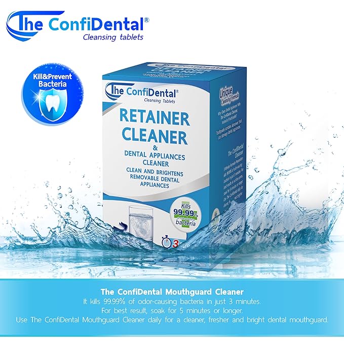 The ConfiDental Cleansing Tablets (120tablets) - 4 months supply. Retainer, Mouth Guard and Dental Appliances Cleaner. Keep your Dental Alliances Fresh and Clean like new.