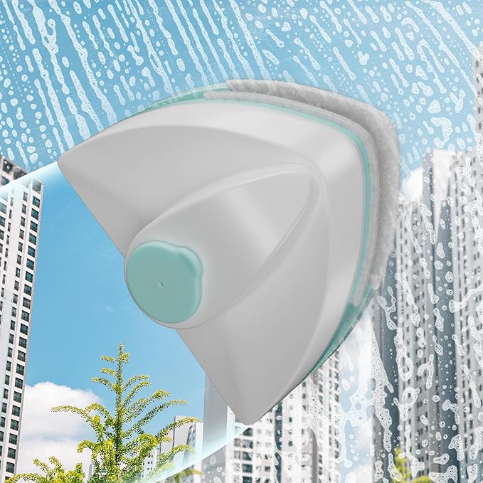 Magnetic Glass Cleaner Tools - Double sided Windows Glass Cleaner Wiper for (16-25mm) Double Glazing with Water Storage Room Windshield Cleaner Tool for High-rise (Green)