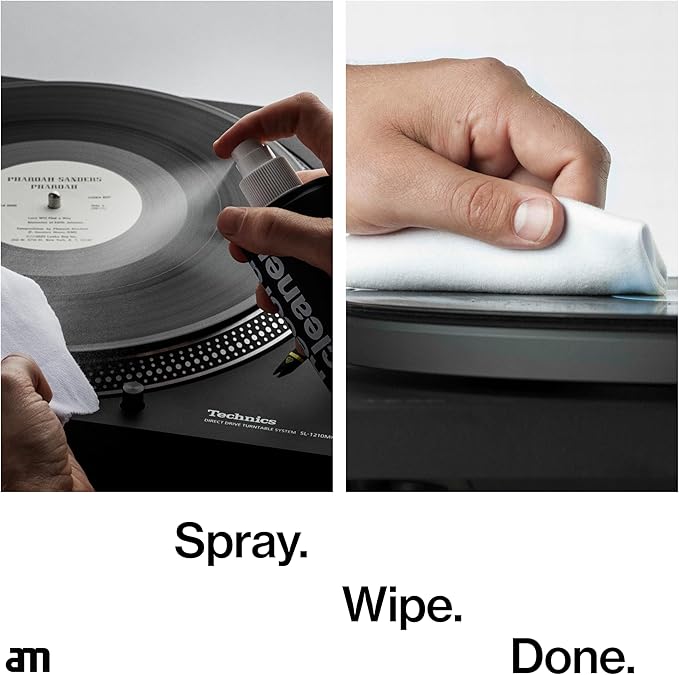 am Vinyl Record Cleaning Kit – Carbon Fiber Anti-Static Record Brush, 200ml (6.8 oz) Vinyl Record Cleaner & Microfiber Cloth – Essential Record Player Accessories for LP Care