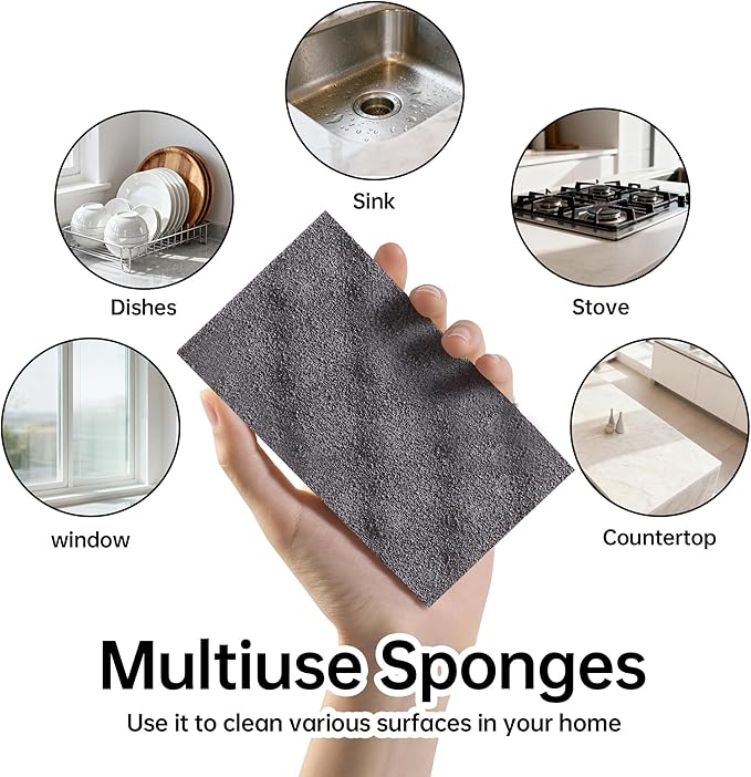 JOYMOOP Textured Clean Sponges, Dual-Sided Non-Scratch Soft Scrub Dish Sponge, Safe for Non-Stick Cookware, Kitchen and Household Cleaning, 24 Pack [Grey & White]