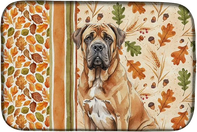 Caroline's Treasures Neapolitan Mastiff Heirloom Fall Dish Drying Mat Absorbent Dish Drying Mat Pad for Kitchen Counter Dish Drainer Mat for Countertop, 14 x 21", Multicolor