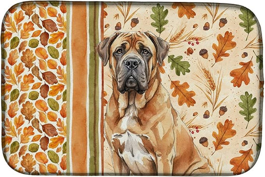 Caroline's Treasures Neapolitan Mastiff Heirloom Fall Dish Drying Mat Absorbent Dish Drying Mat Pad for Kitchen Counter Dish Drainer Mat for Countertop, 14 x 21", Multicolor