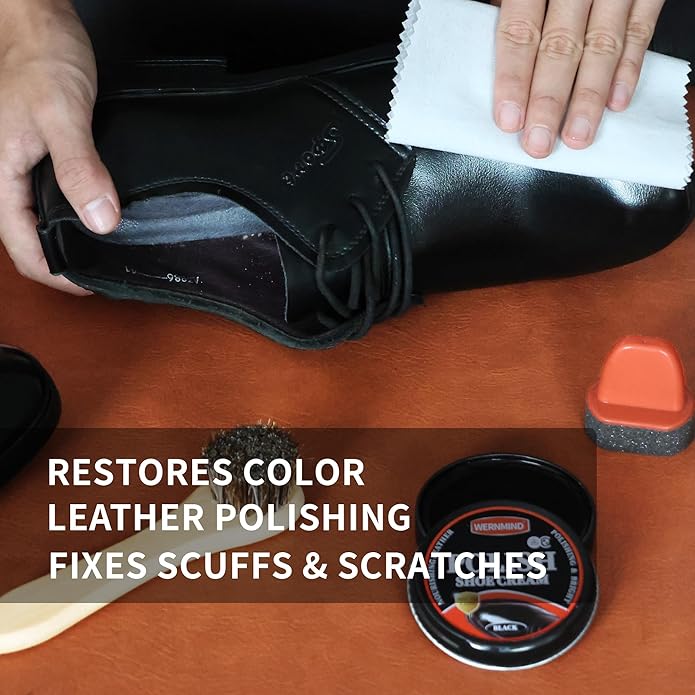 Black Shoe Polish Kit Brown Neutral White Mink Oil Leather Boot Shoe Shine Kit Conditioner Care Cream Clearner Set