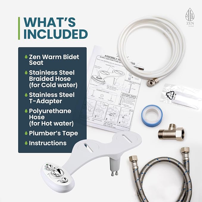 Warm Hot and Cold Bidet Attachment- Dual Nozzle Warm Water Bidet Attachment for Toilet with Self-Cleaning Nozzles and Ceramic Valves - Easy to Install Bidet with Picture Instructions