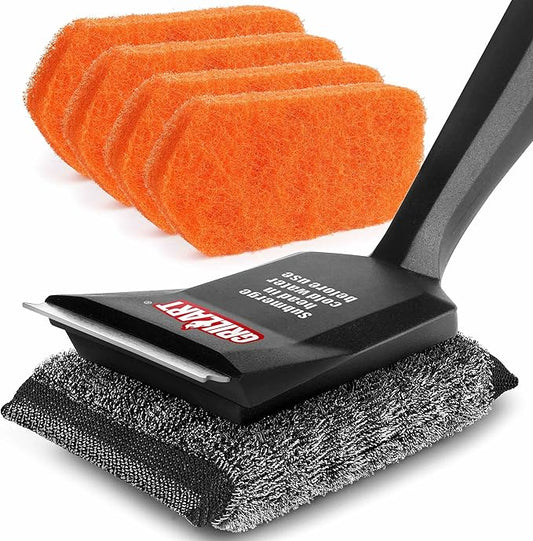 GRILLART Grill Brush Bristle Free and Scouring Pads 4 PCS