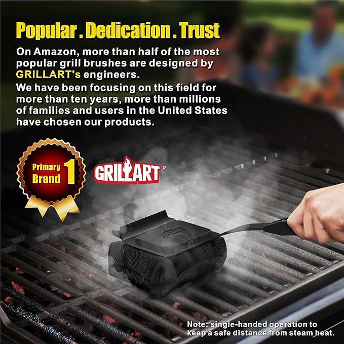 Bristle-Free Grill Brush with Water Soak Basin & Built-in Bottle Opener (Bundle)