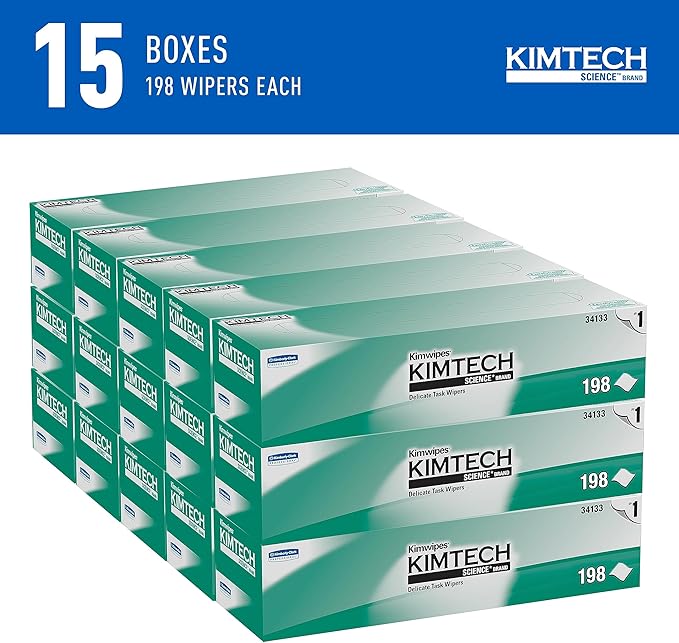 Kimtech Science Kimwipes Disposable Task Wipers 11-4/5 x 11-4/5" 34133, 15 Pack, 2940 Wipes