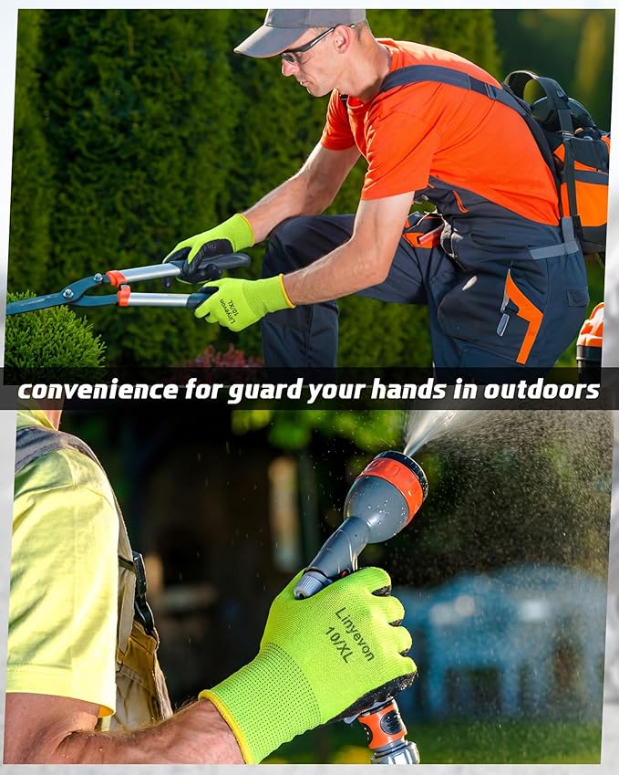 Maxcheck PU Coated Gloves Bulk, Reusable Rubber Safety Gloves for Men Women Work Warehouse, Mechanic, Woodworking