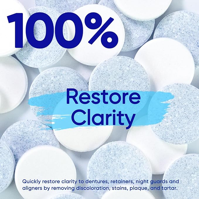 MySmile Retainer Cleaner Tablets, Denture Cleaning Tablets, Aligner Cleaner for Invisalign, Mouth Guard & Night Guard and More Dental Appliances, Helps to Removes Odors, Stains & Plaque,120 Count