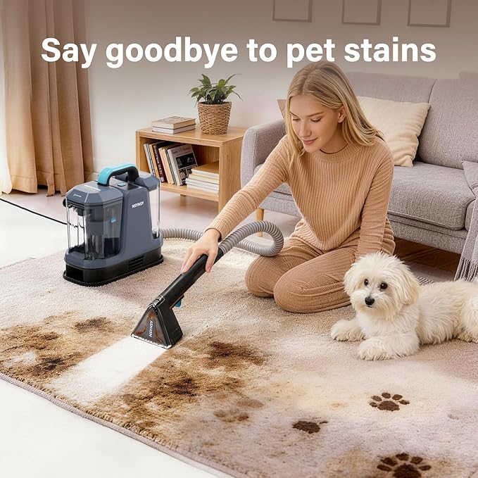 Upholstery Cleaner Machine & Carpet Cleaner | Portable Spot Cleaner with Strong Suction and Scrubbing Brush for Pet Stains, Spills on Couches, Rugs, Mattresses, Car Interiors