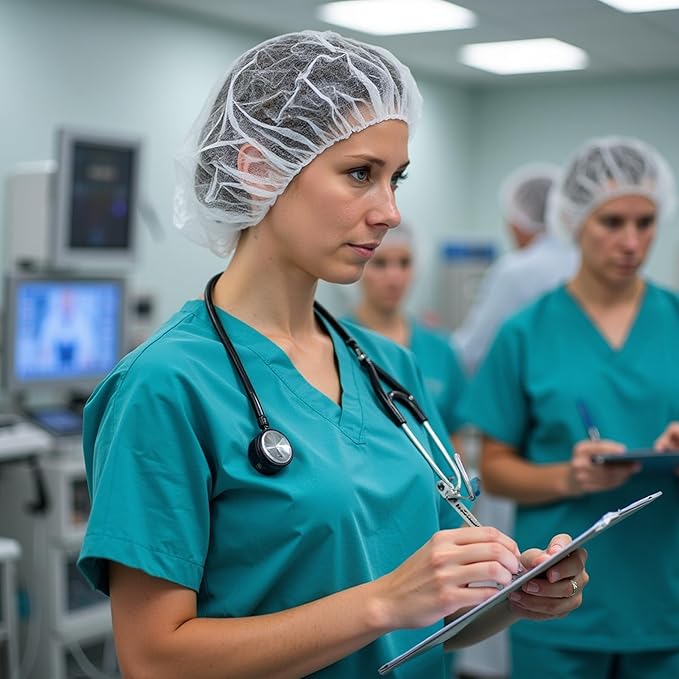 Disposable Bouffant Caps Hair Net, Spun-Bonded Polypropylene, Non-Woven, Medical, Labs, Nurse, Tattoo, Food Service, Health, Hospital, White, sold by case (500 Pieces)