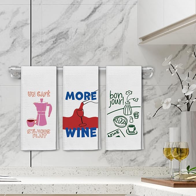 Italian Kitchen Towels Set 3, Italian Kitchen Decor, Bar Towels for Kitchen Bartender, Retro Dish Towels for Hand Towels for Kitchen, Aesthetic Kitchen Decor, 16x24 Inch