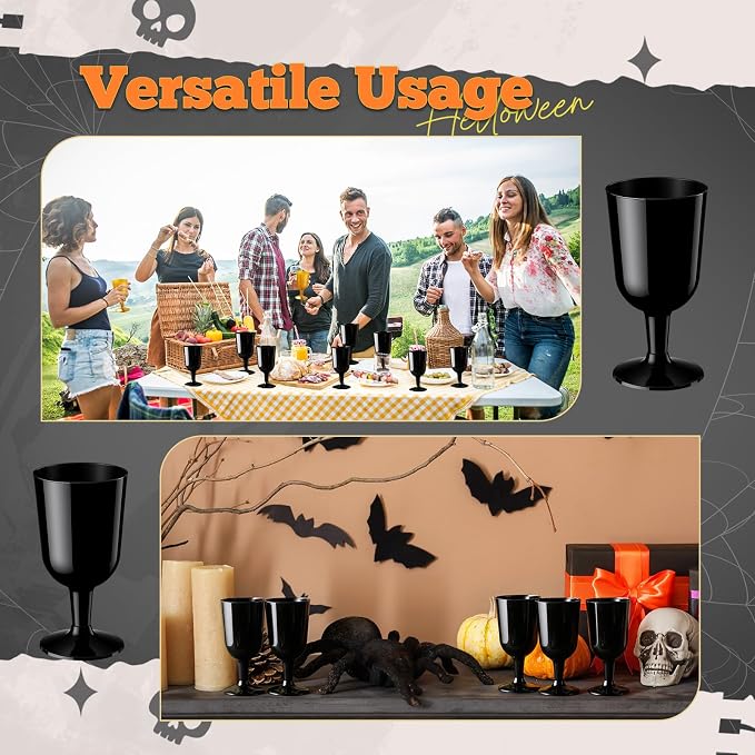 Jingmore 96 Pcs Plastic Wine Glasses 7 oz Plastic Goblets Party Wine Cups Hard Drinking Glasses with Stem Stackable Goblets Champagne Flutes for Wedding Toasting Birthday Party Supplies