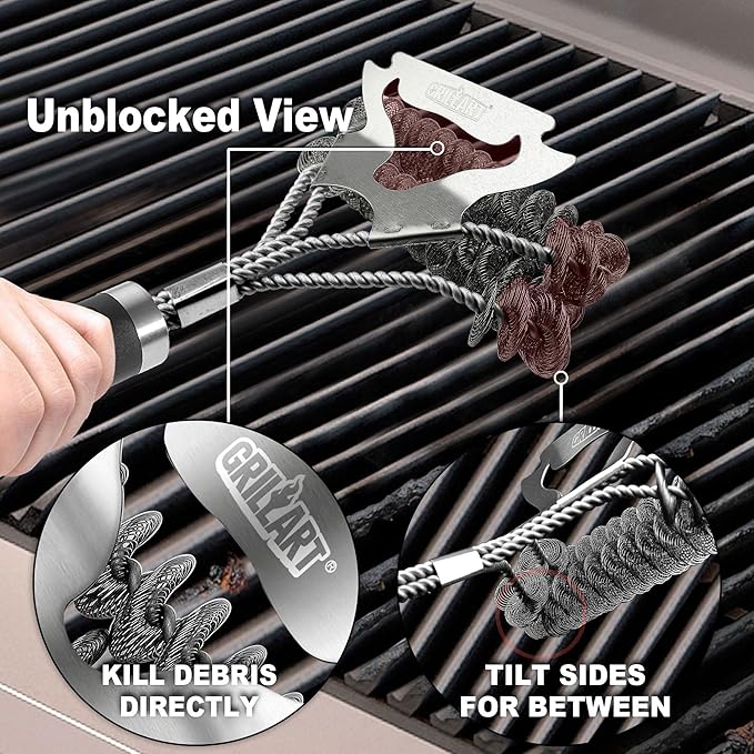 GRILLART Grill Brush Bristle Free Bundle with Grill Basket Heavy Duty