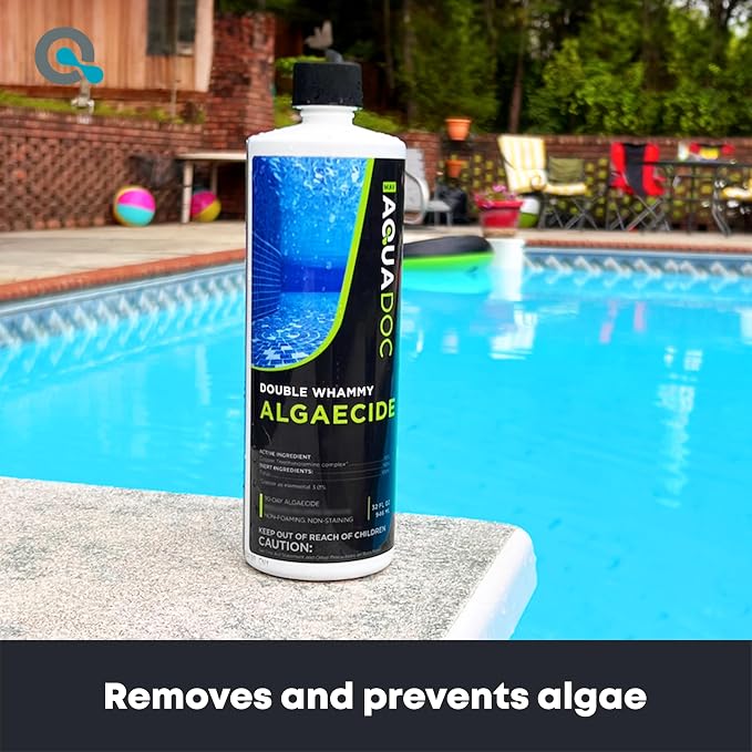 AquaDoc Copper Pool Algaecide for Swimming Pools - 32 oz - 90 Day Algaecide for Inground & Above Ground Pools - Non-Foaming, Non-Staining Formula, Reduces Chlorine Demand