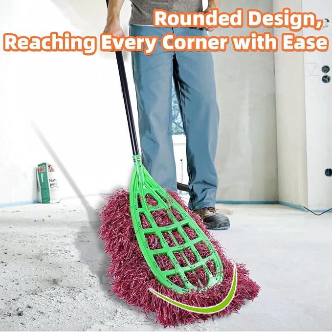 Large Outdoor Broom, Commercial Industrial Grade Yard Broom with 81.5" Long Handle, Durable Fiber Sweeping Broom for Patio, Garage, Driveway, Lawn and Sidewalk Cleaning