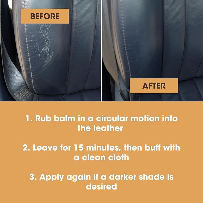The Original Leather Recoloring Balm by Furniture Clinic - Camel Leather Dye for Furniture, Couches & Car Seats - Restore Scratched, Faded, & Damaged Surfaces