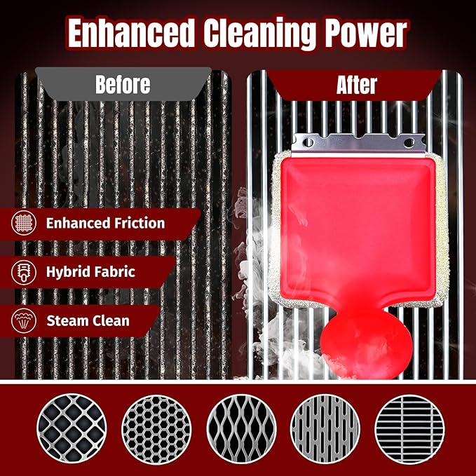SHINESTAR Grill Brush for Outdoor Grill with 2 Replacement Heads - Cleaning BBQ Grill Brush and Scraper, Grill Brush Bristle Free with Non Metal Bristles, 3-Piece Set for Weber Traeger Grates