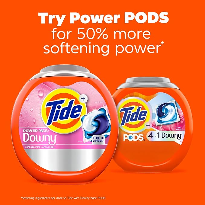 Tide PODS Laundry Detergent Soap with Downy 4-in-1 Stain Remover Freshness Softness Detergent pacs, April Fresh Scent, 32 Count