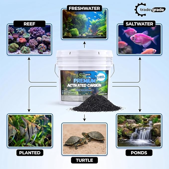 TradeGrade Activated Carbon Aquarium – 5lb Bucket Granulated Activated Charcoal for Fish Tank & Water Purification – High-Performance Aquarium Charcoal Filter Media for Crystal Clear Water