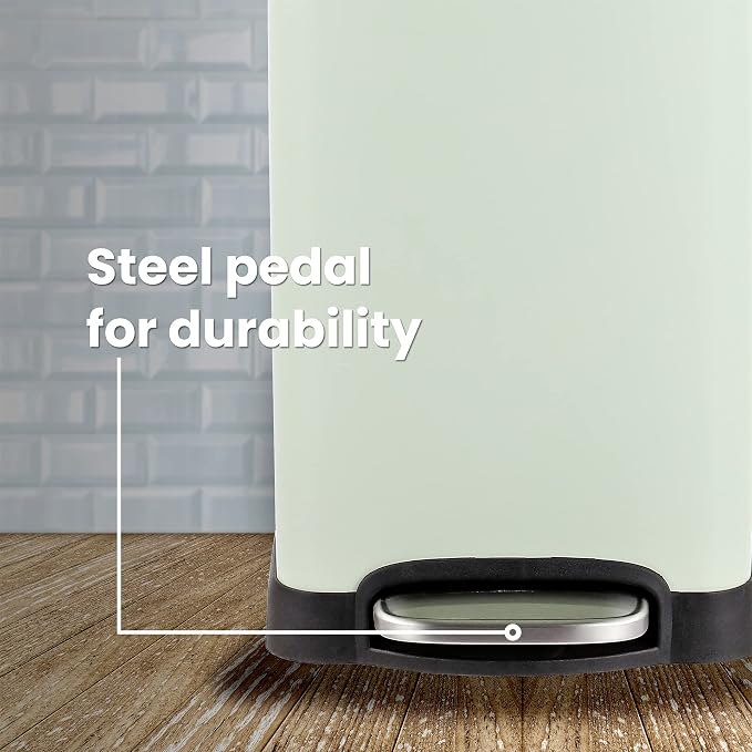 happimess HPM1007E Betty Retro 8-Gallon Step-Open Trash Can with Soft-Close Lid, Fingerprint Resistant, Modern, Minimalistic for Home, Kitchen, Laundry Room, Office, Bedroom, Bathroom, Mint Green