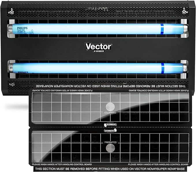 Catchmaster Vector 30 Black, 1500 sq. ft. Catch Radius, UV Light Fly Traps Indoor for Home, Gnat Traps for House Indoor, Electric UV Lamp Insect & Mosquito Killer, Bug Light for Kitchen, Shed, Garage