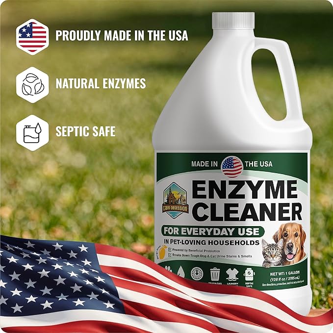 Enzyme Cleaner (1 Gallon Bottle) for Everyday Use in Pet-Loving Households – Eco-Friendly Probiotic Deodorizer, Dog Urine & Cat Pee Remover, Septic-Safe Drain Cleaner – Fresh Mango Scent