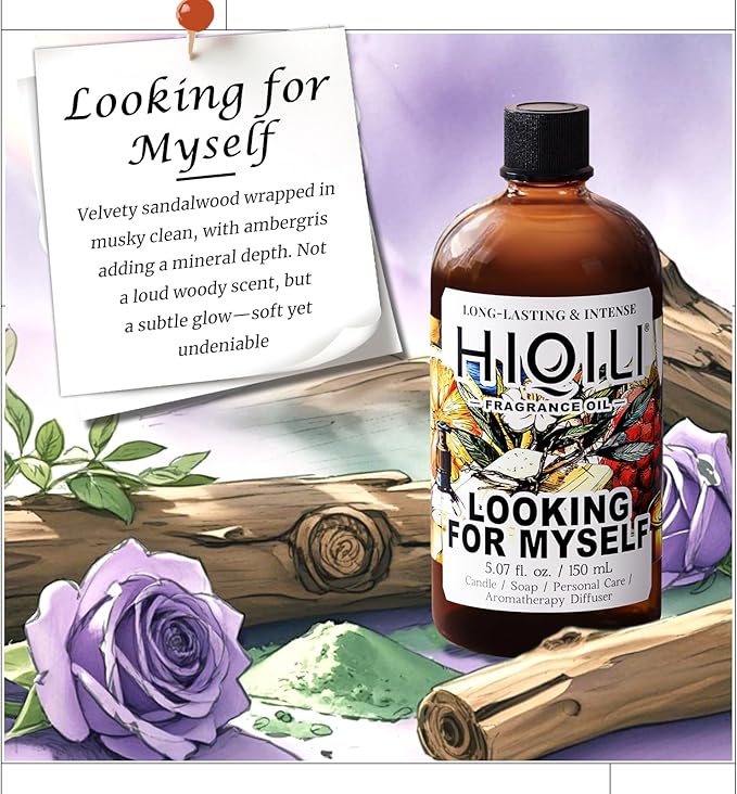 HIQILI Looking for Myself Fragrance Oil for Diffuser, DIY Candle, Soap, Perfume Making, Long Lasting Warm & Sweet Scents - 5.07 Fl Oz