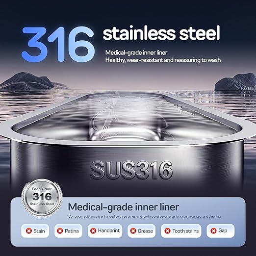 Ultrasonic Jewelry Cleaner, 500ml Large Capacity Multi-Purpose Sonic Cleaner for Jewelry, Eyeglasses, Watch Straps, Dentures and More, 5 Modes & 3 High Frequency Gears, 316 Stainless Steel Tank, Blue