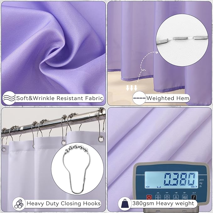 XLHOMO Bathroom Set - Purple Bathroom Sets with Shower Curtain and Rugs, 24PCS Shower Curtain Set with Hooks, Soap Dispenser, Soap Dish, Toilet Brush Holder and Trash Can for Housewarming