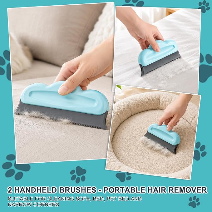 Carpet Rake for Pet Hair Removal Tool, Cat & Dog Pet Hair Remover Broom with 54” Adjustable Long Handle, Reusable Carpet Brush Rake for Rugs, Mats, Couch, Furniture