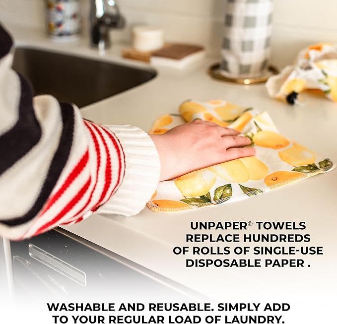Marley's Monsters UNpaper Towels - 24 Count roll, Reusable Paper Towels, Paperless, Cotton, Tree Free (Black and White Stripe)