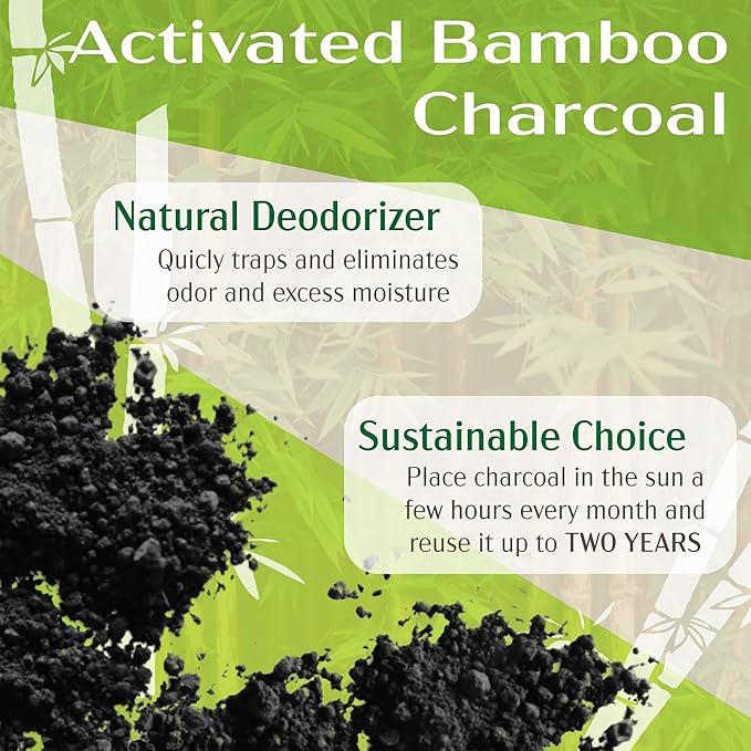 BambooMN Tan Bamboo Charcoal Air Purifier Freshening Cube, 800 Grams Bamboo Activated Carbon, 4 Pieces