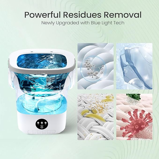 Portable Washing Machine 20L - Mini Washer with Spin Basket, 3 Cleaning Modes & Deep Wash for Small Clothes, Foldable Laundry for Apartment, Home, RV and Travel (Gray)
