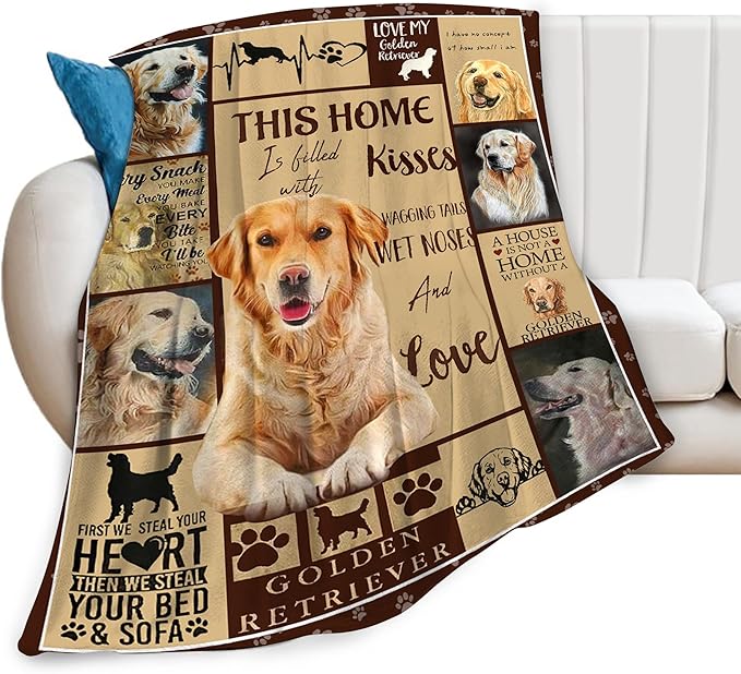 Jerkboo Golden Retriever 80"x60" Soft Warm Flannel Throw Blanket for Home, Camping, Travel