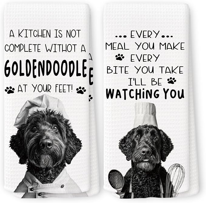 Funny Chef Goldendoodle Dog Kitchen Towels 16x24 Inch Set of 2 | Goldendoodle Lovers Gifts for Women Men Dish Tea Towels for Kitchen, Dog Lover Mom Dad Owner Gifts Decorative Hand Towel